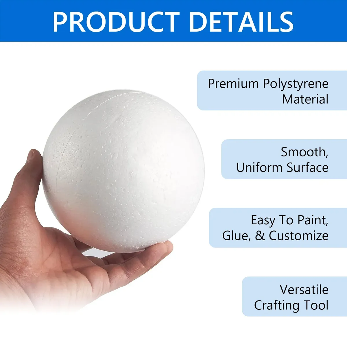 Pack Of 2 Pcs Polystyrene Balls Diameter 10 cm Ideal For School Science Projects & Creative Modeling , Christmas Tree Ornaments